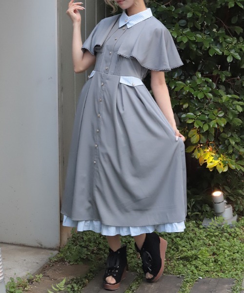 axes femme（アクシーズ ファム） ワンピース 半袖 ケープ付きバイ