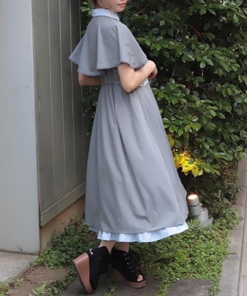 axes femme（アクシーズ ファム） ワンピース 半袖 ケープ付きバイ