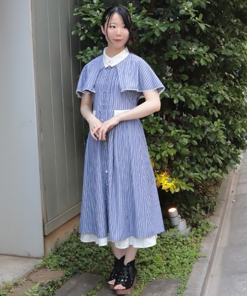 axes femme（アクシーズ ファム） ワンピース 半袖 ケープ付きバイ