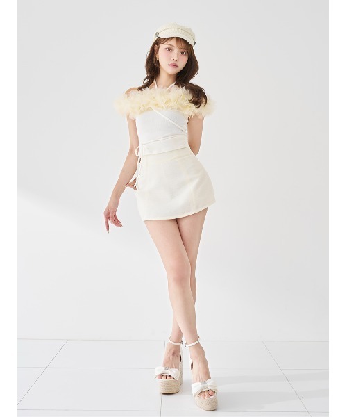 Darich（ダーリッチ） フェザーフラワーオフショルトップス レディース