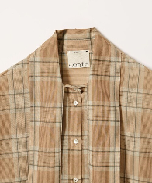 conte ブラウス シャツ 「conte」シアー チェック ボウタイブラウス 