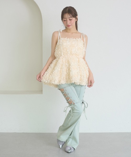 Ambre Neige（アンブルネージュ） キャミソール flwer tulle tunic