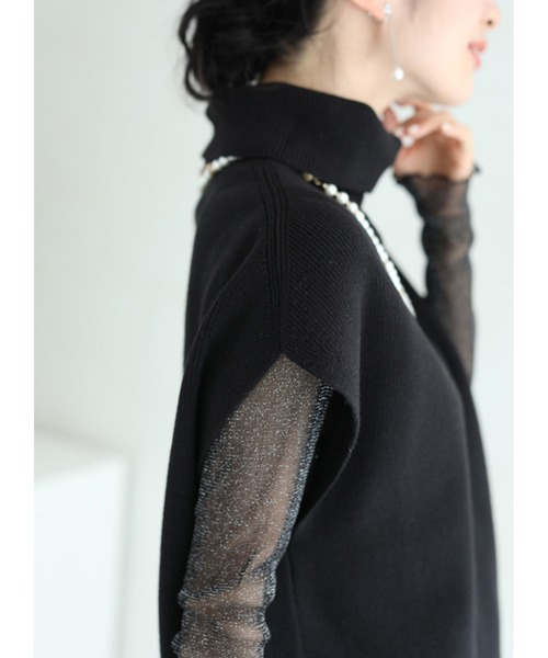 ニット セーター 重ね着で二の腕帳消しニット（2点セット） レディース