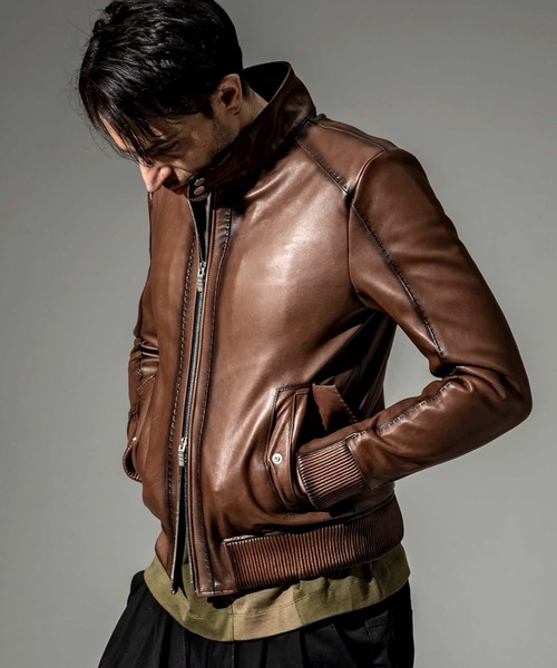 新品　C DIEM シープレザーグラデーションハリントンジャケット　ブルゾン C DIEM - 新品 C DIEM シープレザーグラデーションハリントン