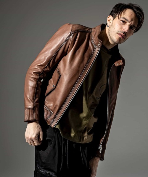 新品　C DIEM シープレザーグラデーションハリントンジャケット　ブルゾン C DIEM - 新品 C DIEM シープレザーグラデーションハリントン