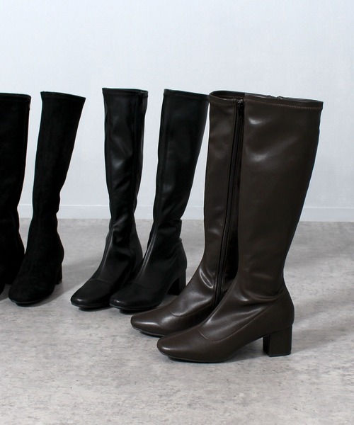 ロングブーツ 黒 厚底ロングブーツ Zipper ZP-634 -ファッション通販 FASHION WALKER