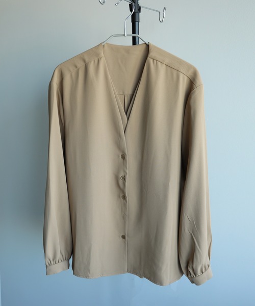 aimoha ブラウス シャツ カシュクール風 Vネック フェイク