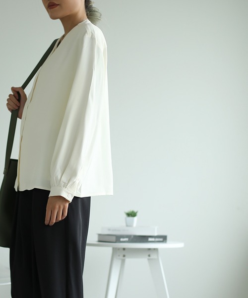 カシュクール風Vネックブラウス aimoha ブラウス シャツ カシュクール風 Vネック フェイク