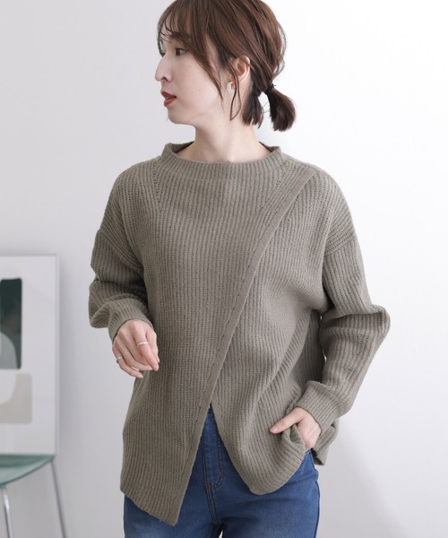 ニット セーター 2wayクロスアシメセーター レディース ElegChic ニット セーター 2wayクロスアシメセーター レディース