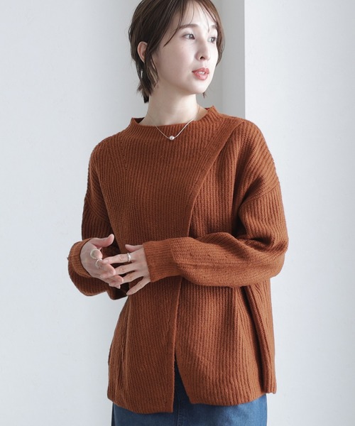 ElegChic ニット セーター 2wayクロスアシメセーター レディース