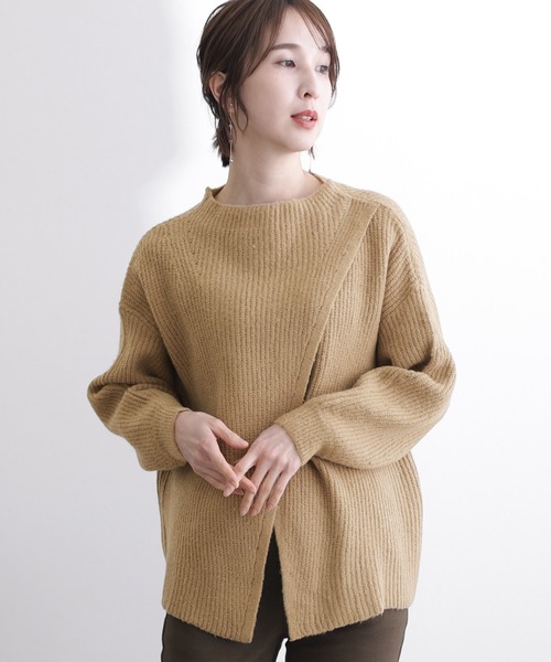 ニット セーター 2wayクロスアシメセーター レディース Loungedress ニット セーター 2WAY鹿子ニット レディース