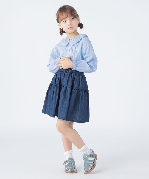 SHIPS ブラウス シャツ KIDS:100〜130cm / フリル カラー ジャ