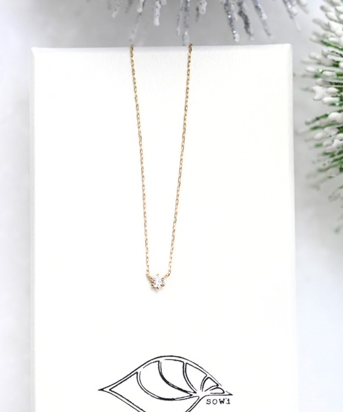 sowi ネックレス K10 0.05ct 一粒ダイヤ ネックレス「ECモール限定