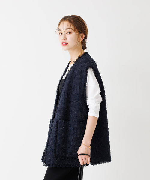 NANIWa　ROUGE VIF ツイード ベスト ジレ Rouge vif（ルージュ ヴィフ） ベスト ジレ ツィードベスト レディース