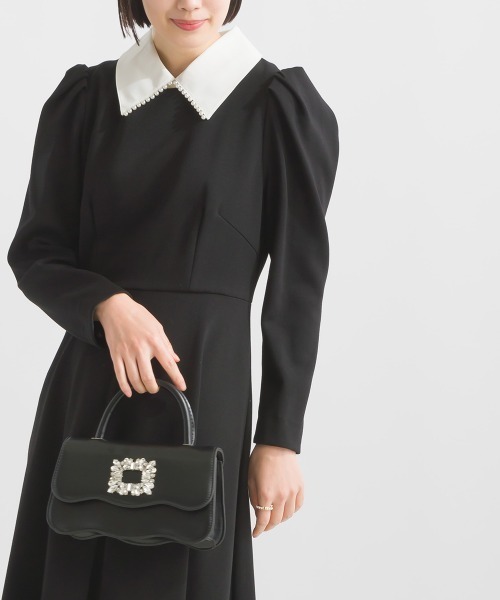 PICCIN PERLA ワンピース 取り外し可能パール襟ワンピース