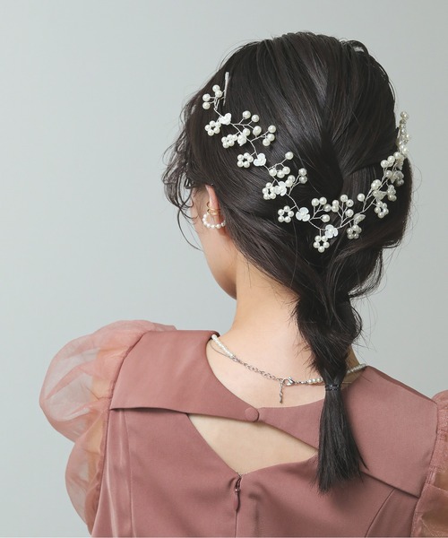 Kana フラワーモチーフ 小粒 パール ヘッドドレス 結婚式