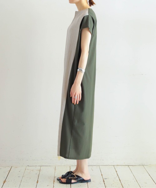 NOMBRE IMPAIR ワンピース ストライプ切り替え スキッパー