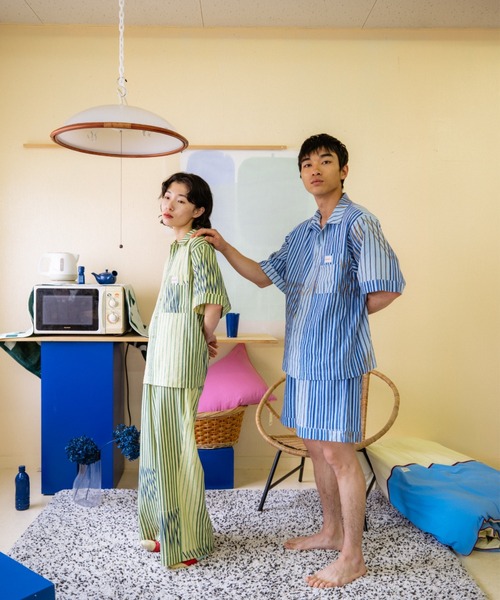 PAMM（パム） ブラウス シャツ 半袖 水切りラックのストライプサマー