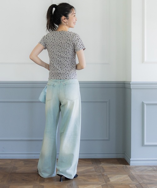 DECO depuis 1985 花柄サーマルトップス DECO depuis 1985 PRINT THERMAL UNEUNE TOPS ANTIQUE FLOWER