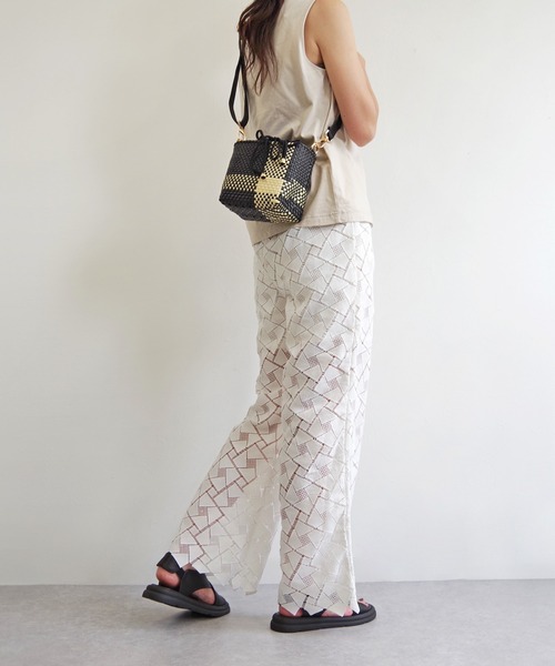 【極美品✨】WOVEN メキシコ製 メルカド カゴバッグ グレー/ホワイト かごバッグ カゴバッグ WOVEN (ウーヴン) /ミドルトート