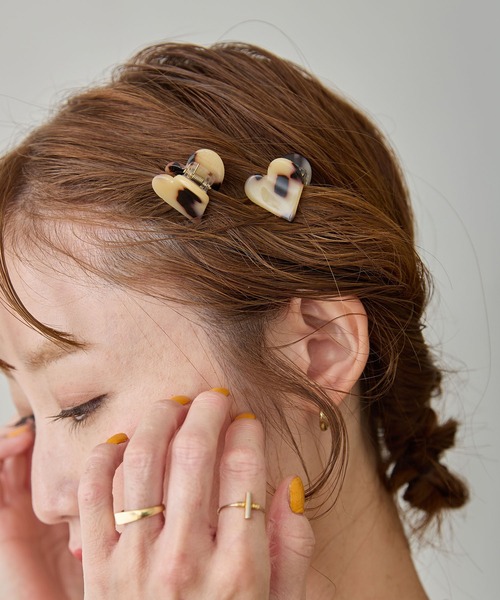 murir ヘアクリップ ハート ミニヘアクリップ 2個セット