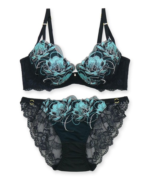 fran de lingerie ブラジャー ショーツセット 大胆なフラワー