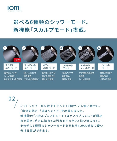 バス・洗面所用品 IOM+ DEEP CLEANSING MIST SHOWER バス トイレ ディープクレンジングミストシャワー イオムプラス