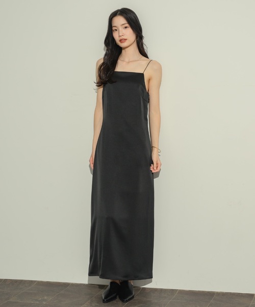 値下げ 23区　バックサテンシャンタン　ワンピース＋ジャケット NEUNA ワンピース サテンバックシャンキャミワンピース