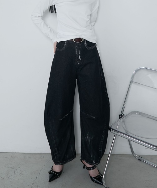 VINTAGE WASHED CURVED DENIM デニムパンツ　デニム VINTAGE WASHED CURVED DENIM（デニムパンツ）｜WYM LIDNM
