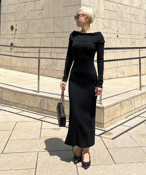 [JENNE] вязаный One-piece SMALL черный женский 