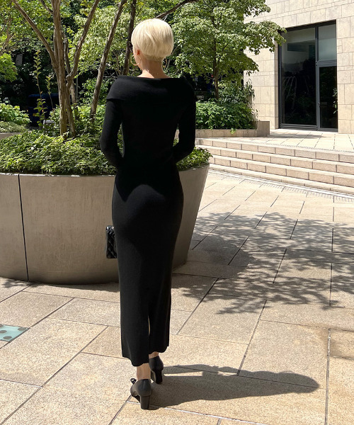 [JENNE] вязаный One-piece SMALL черный женский 
