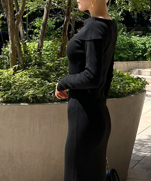[JENNE] вязаный One-piece SMALL черный женский 