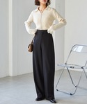 ワイドパンツ パンツ 「4サイズ展開」麻調素材...の詳細画像5