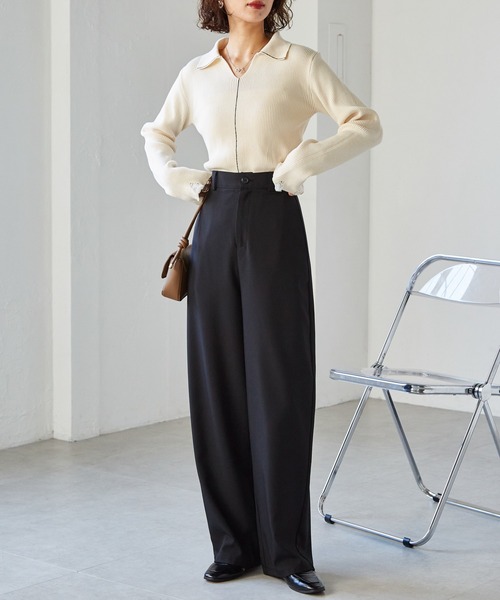 RANAN（ラナン） ワイドパンツ パンツ 「4サイズ展開」麻調素材カーブ