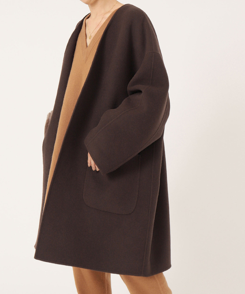 IENA（イエナ） ノーカラーコート 38 ブラウン レディース : ZOZOTOWN