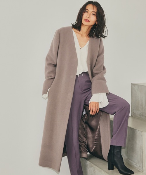 FRAY I.D（フレイ・アイディー） ノーカラーコート 0 モカ レディース