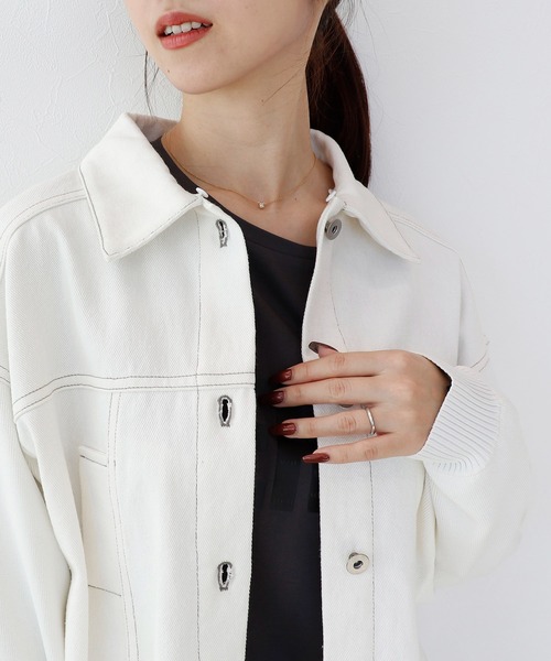 Jines（ジネス） デニムジャケット gジャン デニム×ニットGジャン