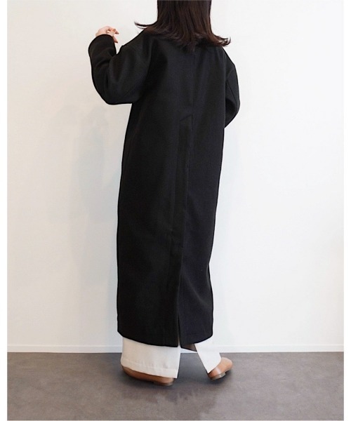 「ECRIRE」 ノーカラーコート M ベージュ レディース_画像8