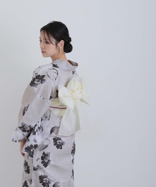 大人の兵児帯　ジャンポール　ゴルチェ　浴衣帯　着物　黒　シルバー yulie 浴衣 大人浴衣2点セット洗える 兵児帯 女性 黒 選べる シック
