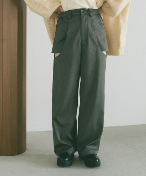 more about less スラックス パンツ グッドイナフ VANNIE U スラックス パンツ サイドカットアウトスラックス