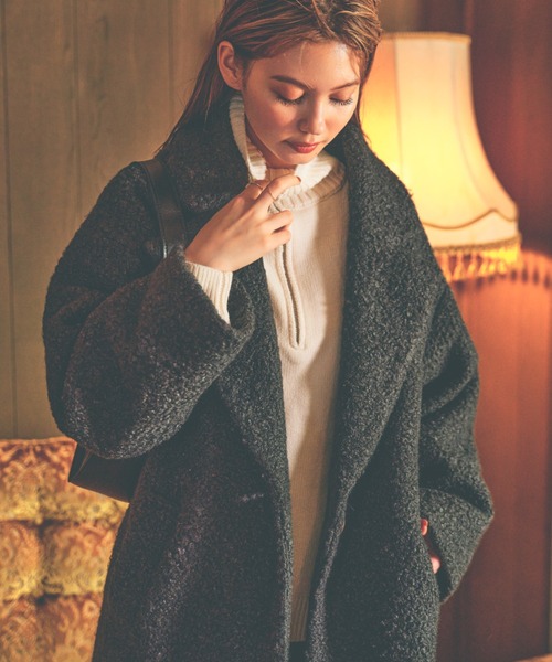 「moment+」 チェスターコート M グレイッシュベージュ レディース_画像2