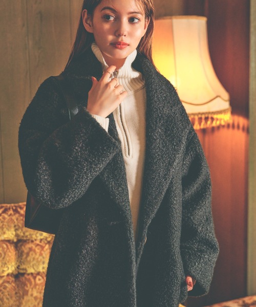 「moment+」 チェスターコート M グレイッシュベージュ レディース_画像3