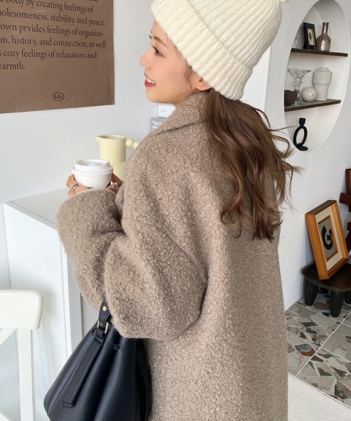 「moment+」 チェスターコート M グレイッシュベージュ レディース_画像7