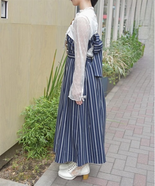 axes femme ワンピース 蝶刺繍リボンストライプジャンパー