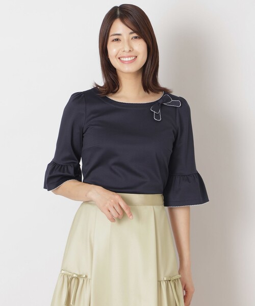 tシャツ 配色ピコ カットソープルオーバー レディース