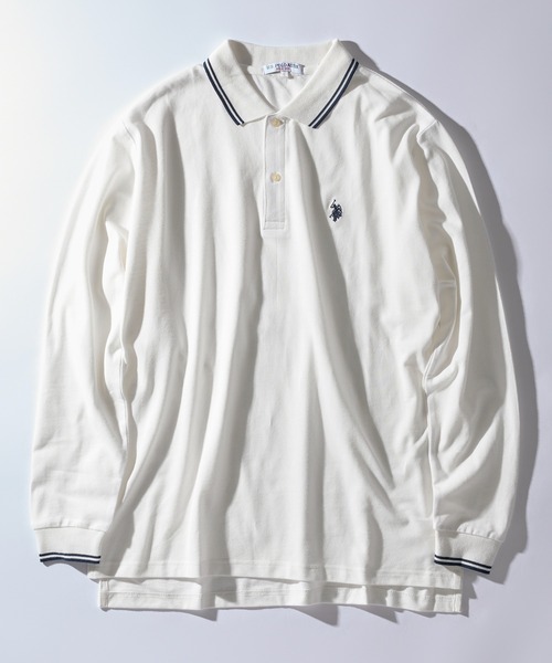 [U.S. POLO ASSN.] рубашка-поло с длинным рукавом M белый женский 