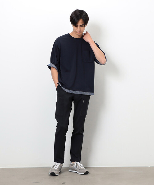 COMME CA ISM カーゴパンツ ストレッチツイル スキニー カーゴ