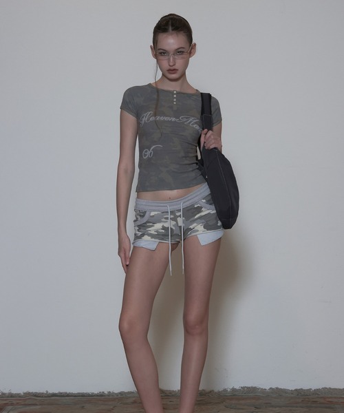tシャツ Heavenly Button Down Camo Tee レディース