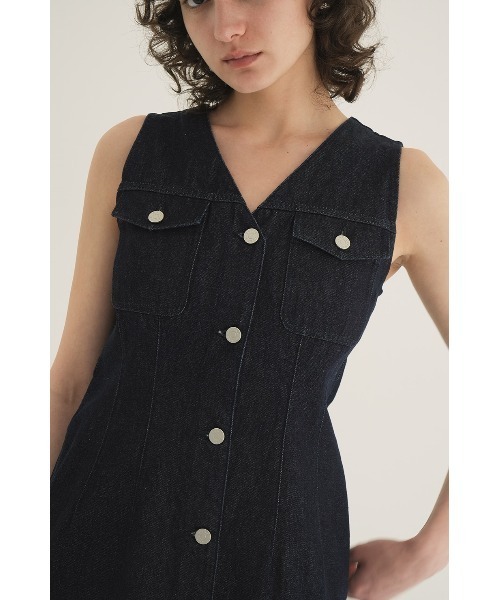 CLANE ワンピース CLANE/クラネ/SLEEVELESS LADY DENIM ONEPIECE
