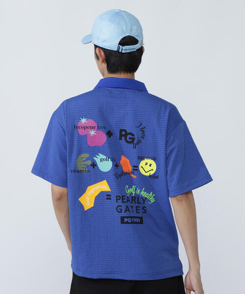 PEARLY GATES メンズポロシャツ サイズ6 PEARLY GATES ポロシャツ 「PEARLY GATES」Pe格子サッカー半袖
